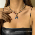 Simple and cold style letter A clavicle necklace personalized OT buckle short pendant necklace